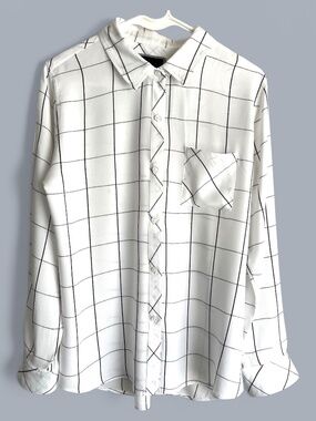 Rails Hunter Button Up Black/White Windowpane Shirt Size M